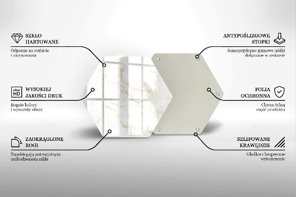 Tábua de corte de vidro Pedra de mármore elegante