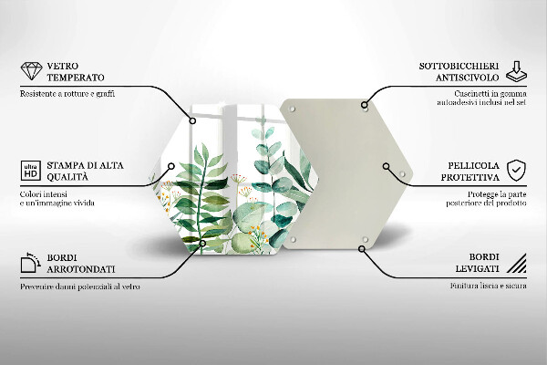 Tábua de vidro Ilustração de folhas de plantas