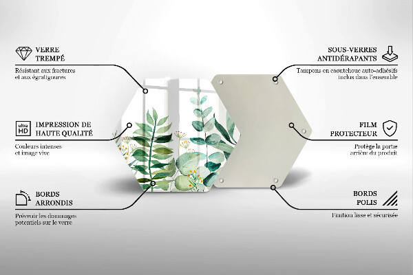 Tábua de vidro Ilustração de folhas de plantas