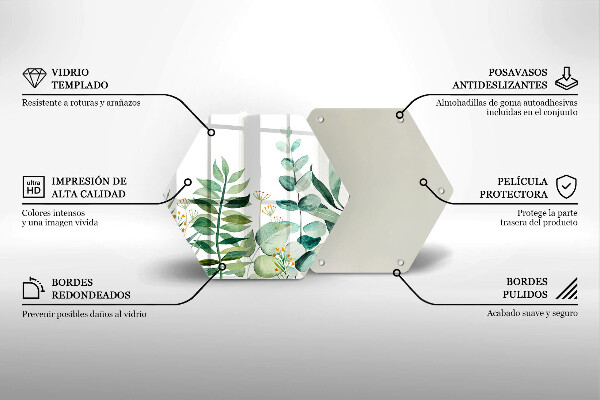 Tábua de vidro Ilustração de folhas de plantas