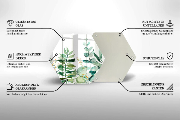 Tábua de vidro Ilustração de folhas de plantas