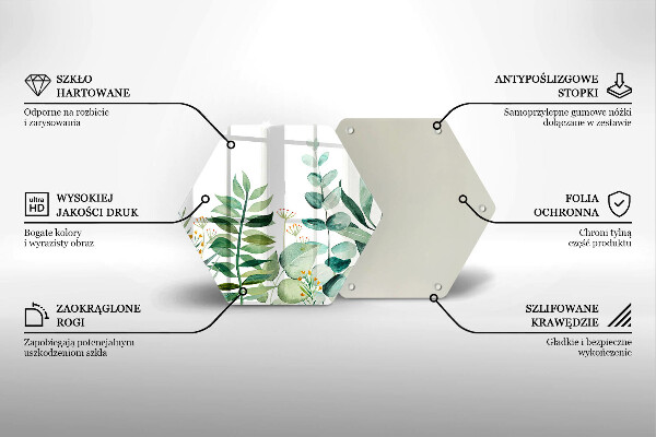 Tábua de vidro Ilustração de folhas de plantas