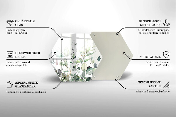 Tábua para cozinha Plantas em aquarela