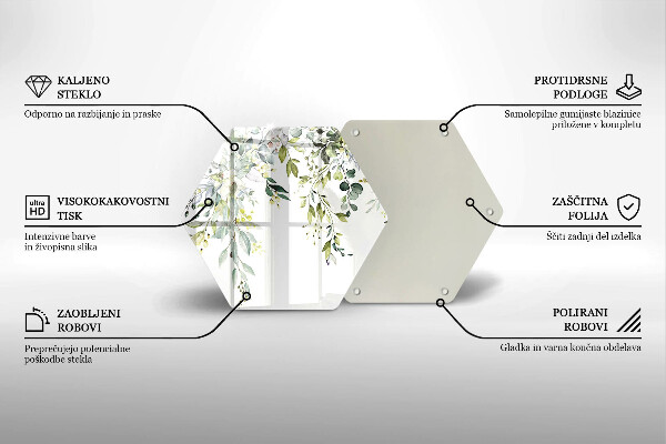 Tábua de cortar alimentos Folhas e flores decorativas