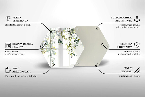 Tábua de cortar alimentos Folhas e flores decorativas