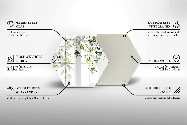 Tábua de cortar alimentos Folhas e flores decorativas