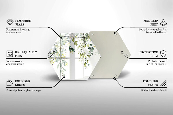 Tábua de cortar alimentos Folhas e flores decorativas