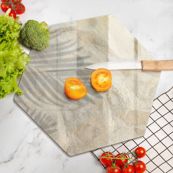 Tábua de cortar alimentos Folhas de palmeira e areia