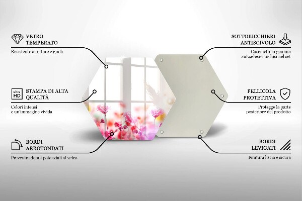 Tábua de corte de vidro Prado de flores