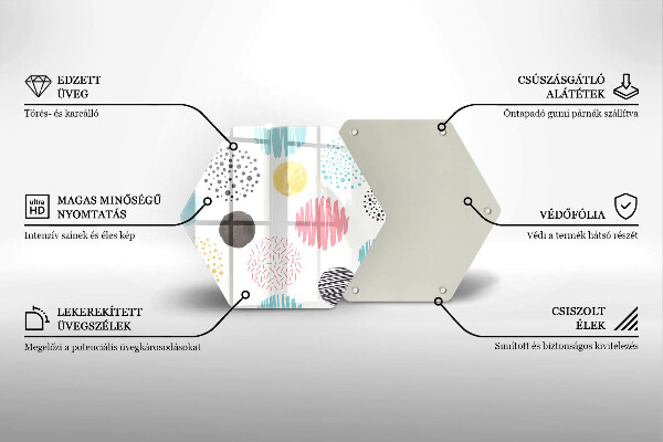 Tábua de vidro Formas pintadas