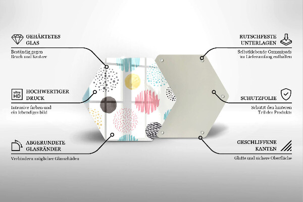 Tábua de vidro Formas pintadas
