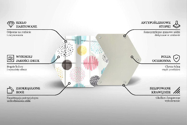 Tábua de vidro Formas pintadas