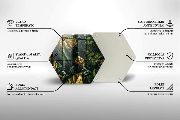 Tábua de cortar Folhas de Monstera Dourada