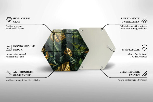 Tábua de cortar Folhas de Monstera Dourada