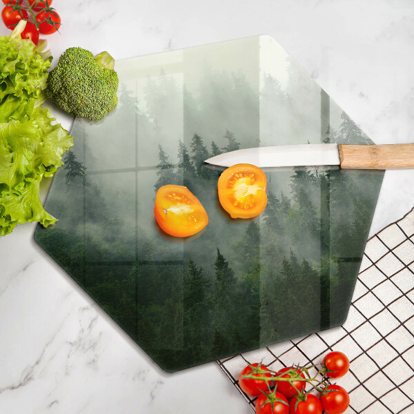 Tábua para cozinha Paisagem de floresta enevoada
