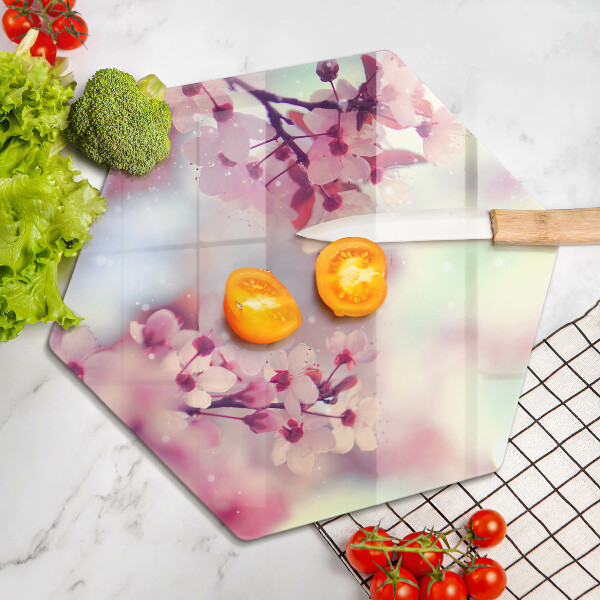 Tábua de cortar de vidro Flores de macieira da natureza