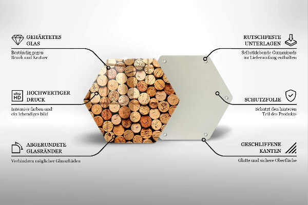Tábua de vidro Padrão de rolhas de vinho