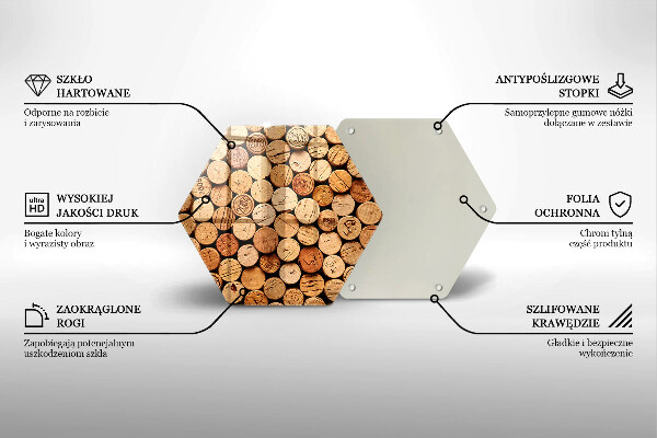Tábua de vidro Padrão de rolhas de vinho