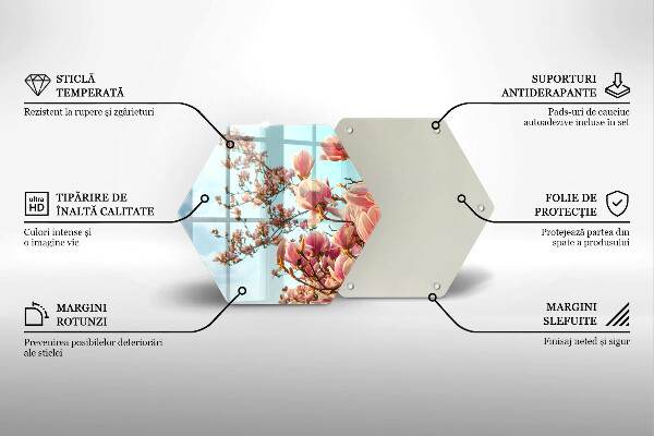 Tábua de corte de vidro Árvore de flores rosa