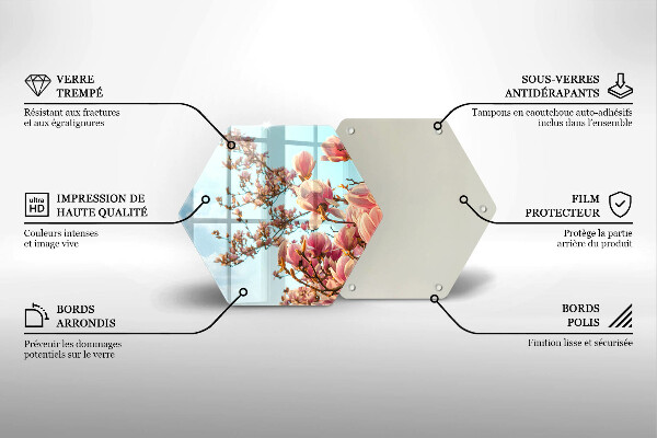 Tábua de corte de vidro Árvore de flores rosa