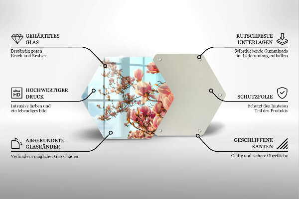 Tábua de corte de vidro Árvore de flores rosa