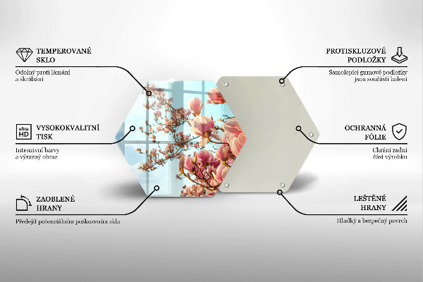 Tábua de corte de vidro Árvore de flores rosa