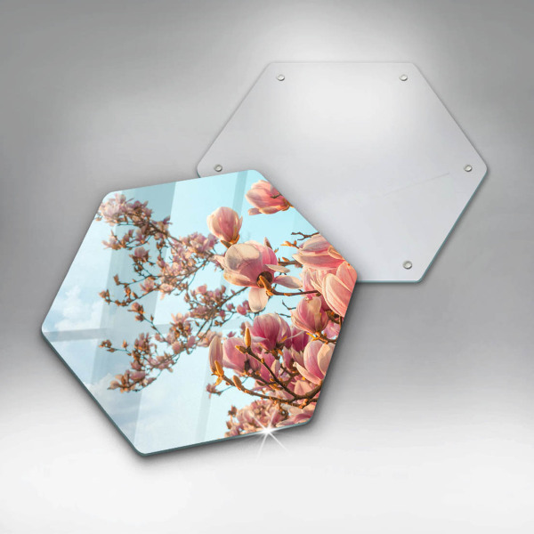 Tábua de corte de vidro Árvore de flores rosa