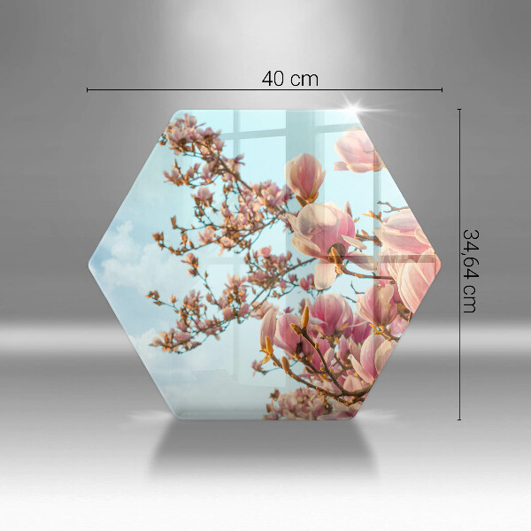 Tábua de corte de vidro Árvore de flores rosa