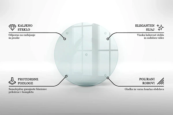 Tábua de vidro com 30 cm de diâmetro