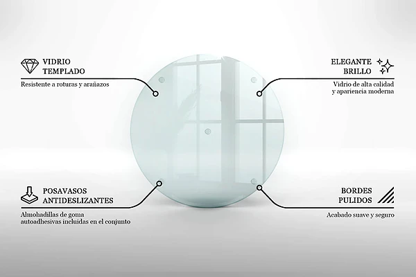 Tábua de vidro com 30 cm de diâmetro