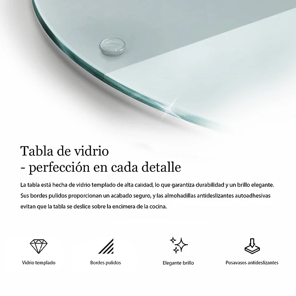 Tábua de vidro com 30 cm de diâmetro