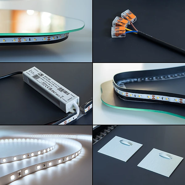 Espelho orgânico com LED de parede 45x90