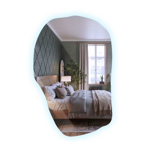 Espelho irregular com led único 70x46 cm