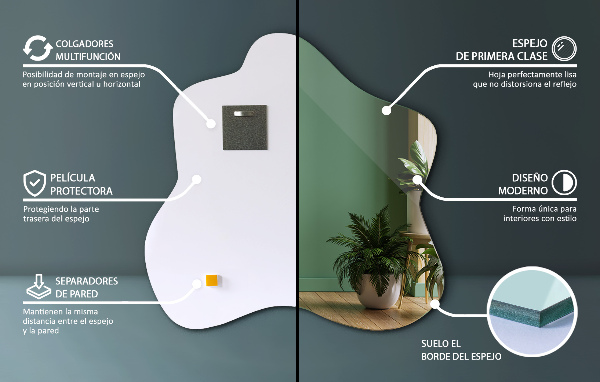 Espelho em forma de mancha 48x48 cm