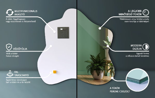 Espelho em forma de mancha 48x48 cm