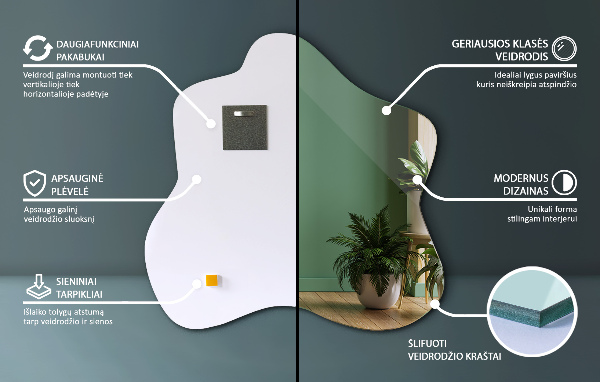 Espelho em forma de mancha 58x58 cm