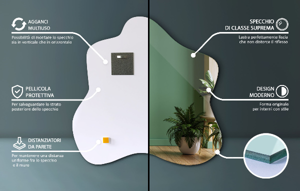 Espelho em forma de mancha 58x58 cm