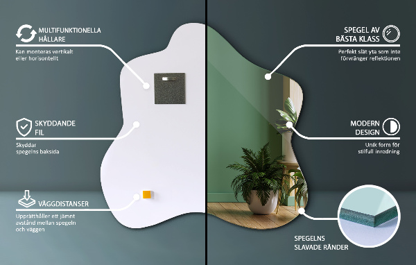 Espelho em forma de mancha 77x77 cm