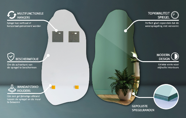 Espelho assimétrico elegante 45x90