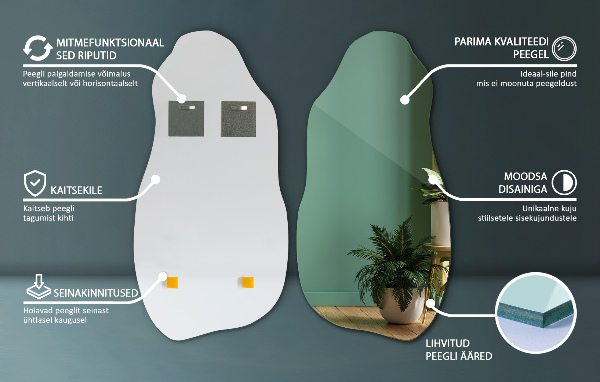 Espelho assimétrico elegante 45x90