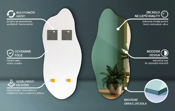 Espelho orgânico banheiro sem moldura 35x80 cm