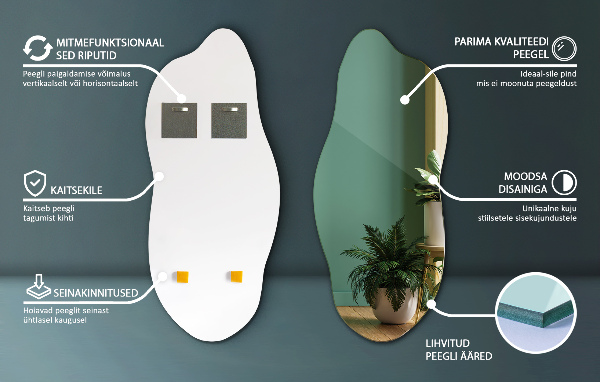 Espelho orgânico banheiro sem moldura 35x80 cm