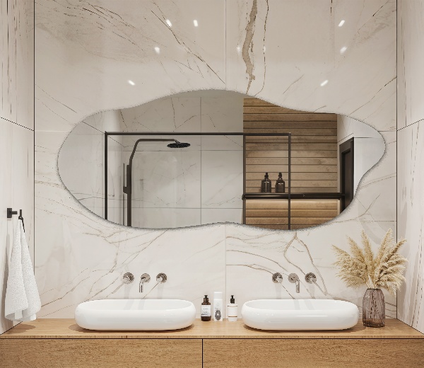 Espelho orgânico banheiro sem moldura 35x80 cm