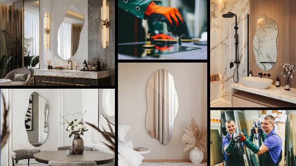 Espelho orgânico banheiro sem moldura 35x80 cm