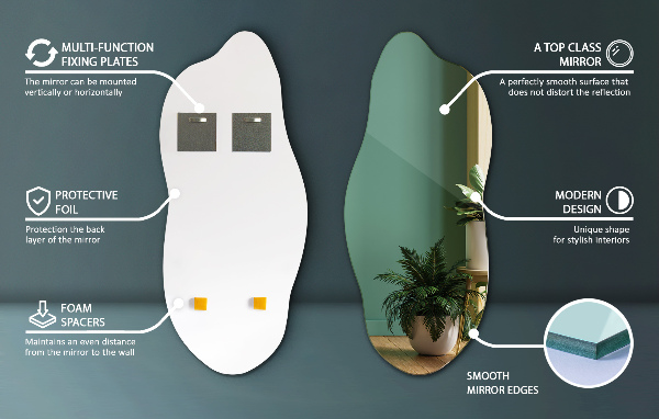 Espelho orgânico banheiro sem moldura 35x80 cm