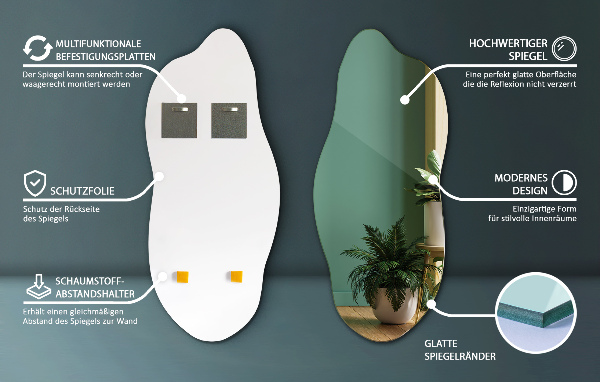 Espelho irregular sem moldura 45x100 cm
