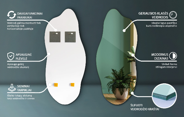 Espelho irregular sem moldura 45x100 cm