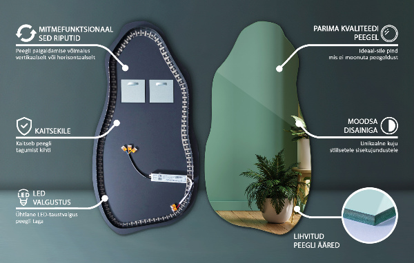 Espelho orgânico led à moda 40x80 cm