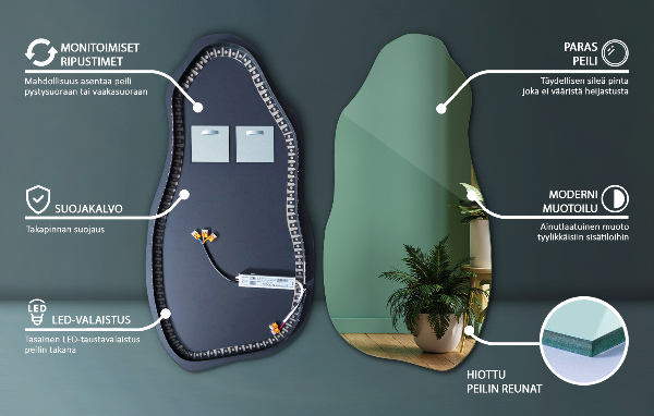 Espelho orgânico com led espetacular 50x100 cm