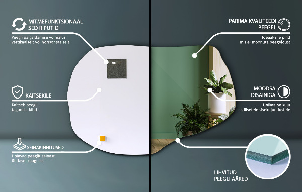 Espelho orgânico estiloso 90x59 cm